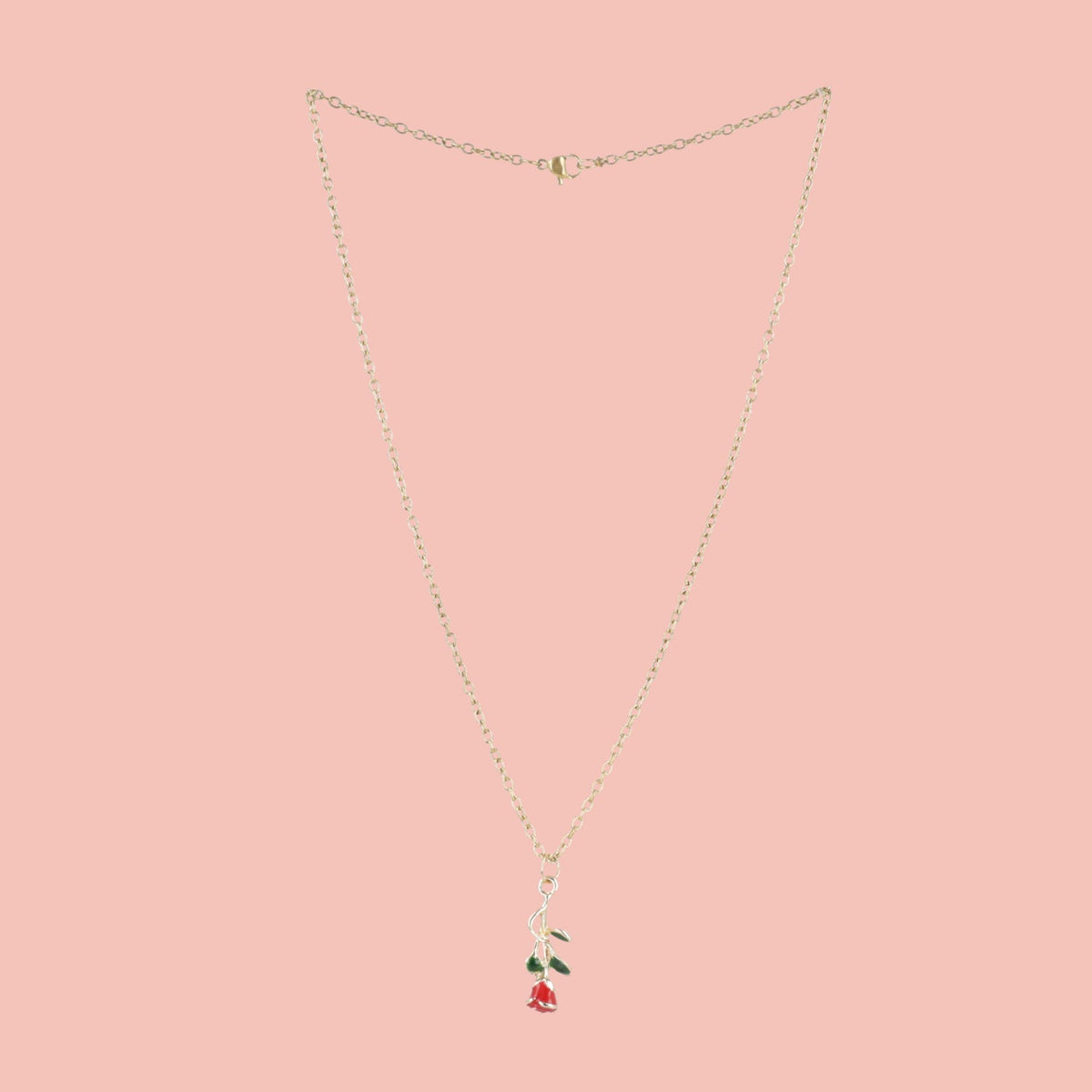 Red Enchanted Rose Necklace