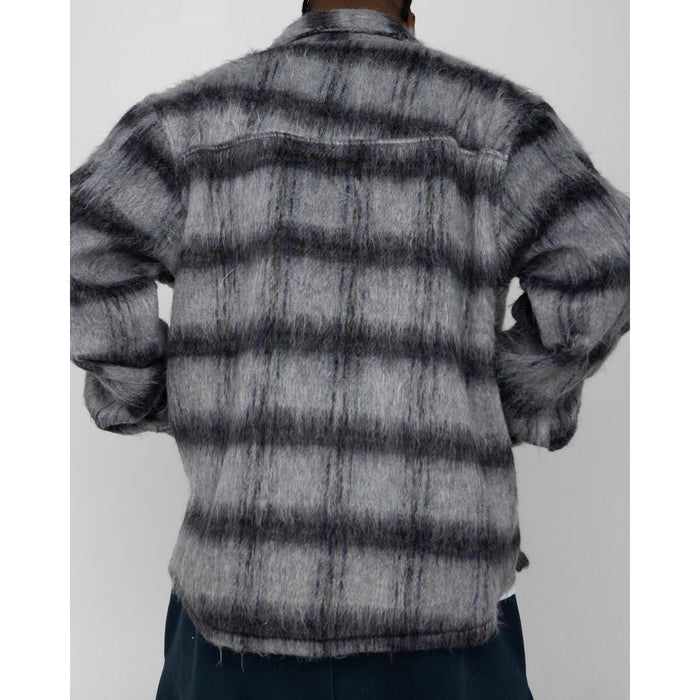 Stylish and trendy EPTM Side Slit Flannel Button Up in Charcoal color, perfect for casual and formal wear