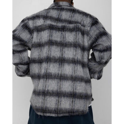 Stylish and trendy EPTM Side Slit Flannel Button Up in Charcoal color, perfect for casual and formal wear