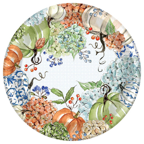 Fall Hydrangea 10.25-Inch Round Paper Plates Set of 8