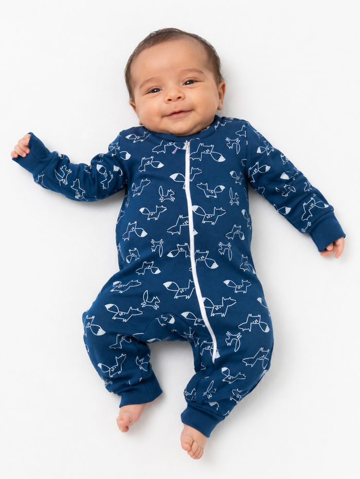 Fox & Hedgehog Romper - Zipper Winter