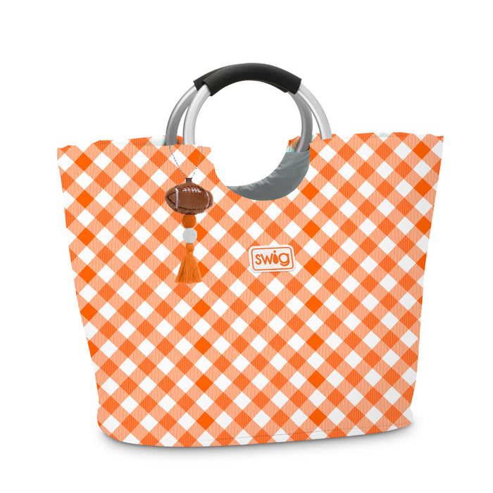 Gameday Gingham Orange & White Tote Bag