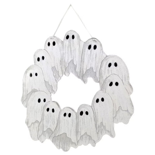 Ghost Wreath PVC Door Hanger