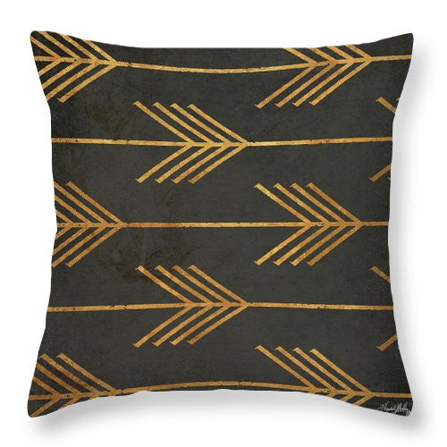 Gold Arrow Modele II Throw Pillow