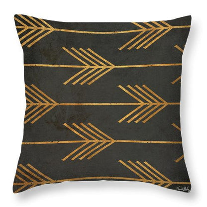 Gold Arrow Modele II Throw Pillow
