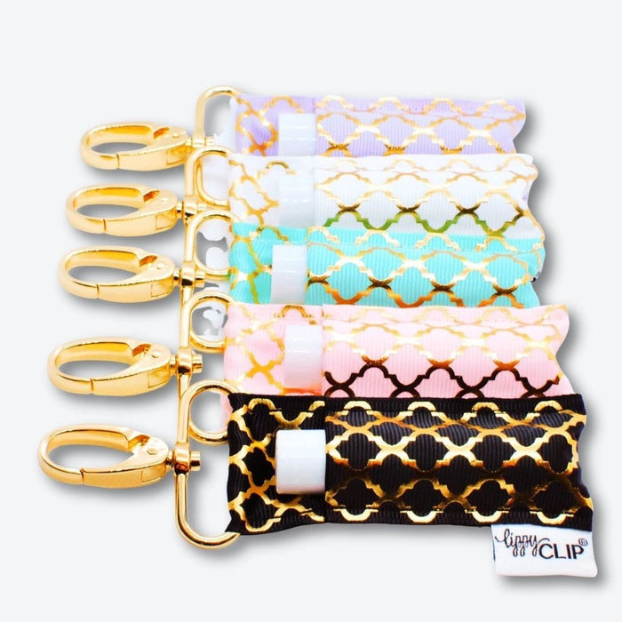 Gold Quatrefoil White LippyClip® Lip Balm Holder - Potpourri Gift Shop