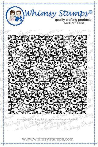 Goth Skulls Background Rubber Cling Stamp - Whimsy Stamps