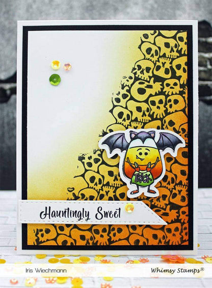 Goth Skulls Background Rubber Cling Stamp - Whimsy Stamps