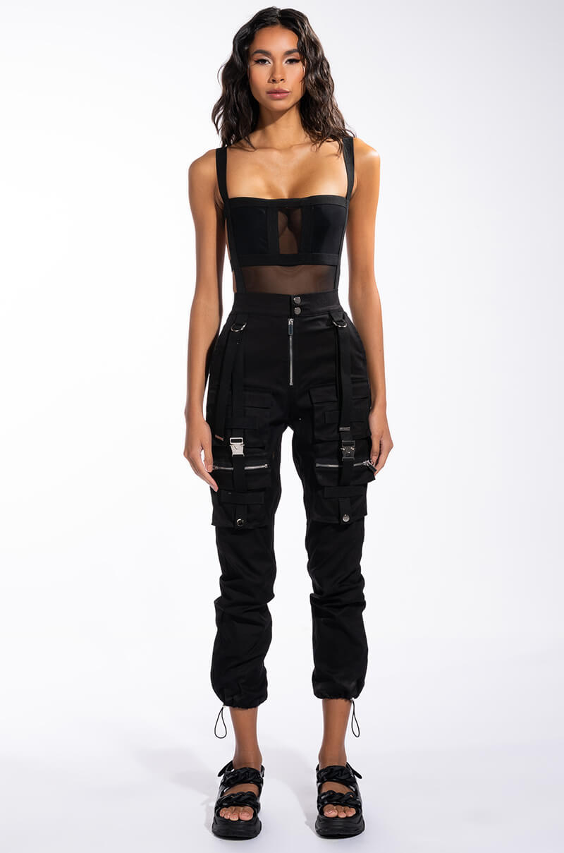 ALEXA MESH SQUARE NECK SLEEVELESS BODYSUIT