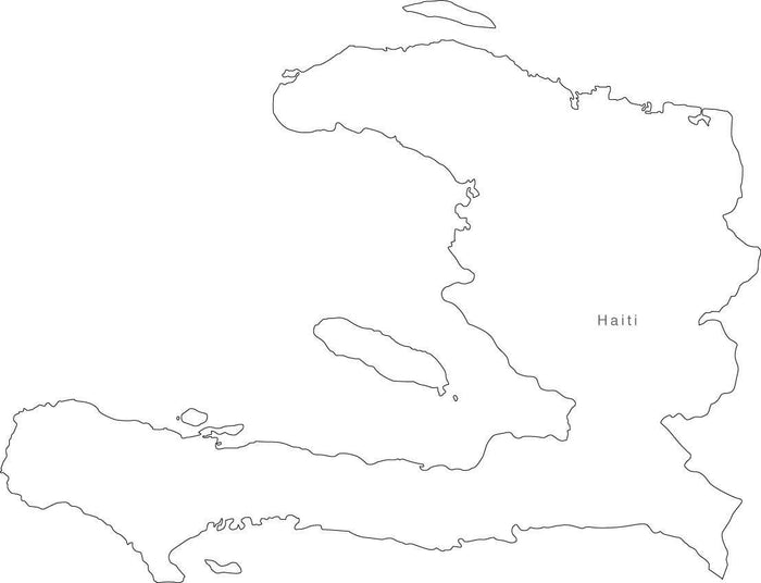 Digital Black & White Haiti map in Adobe Illustrator EPS vector format