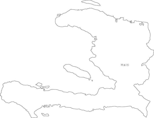 Digital Black & White Haiti map in Adobe Illustrator EPS vector format