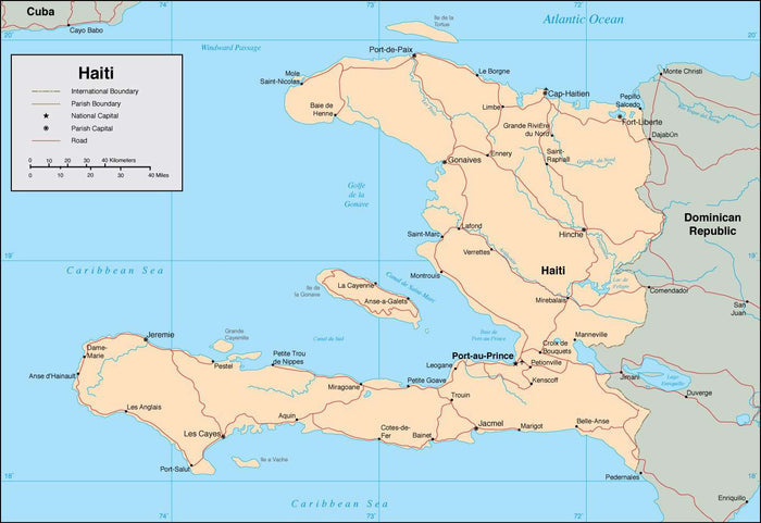 Digital Haiti map in Adobe Illustrator vector format