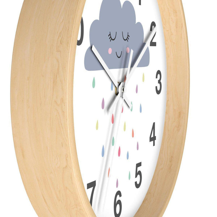 Nursery Wall Clock No Ticking Rainbow Clouds, Kids Wall Clock, Nursery Large Wall Clock, Silent Nursery Wall Clock, Kids Wall Decor | Pippa + June