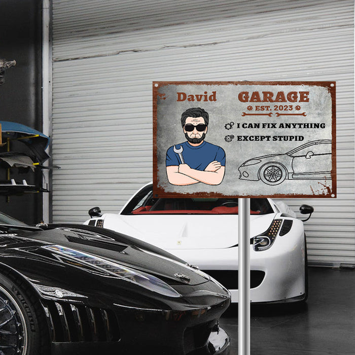 He Can Fix Anything Except Stupid - Gift For Dad - Father's Day Gift Personalized Custom Metal Sign