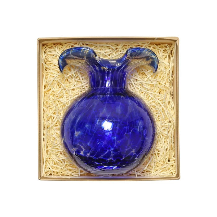 Hibiscus Fluted Cobalt Tortoiseshell Bud Vase