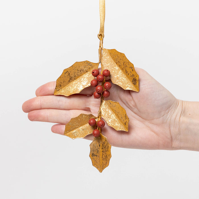 Holly Metal Ornament