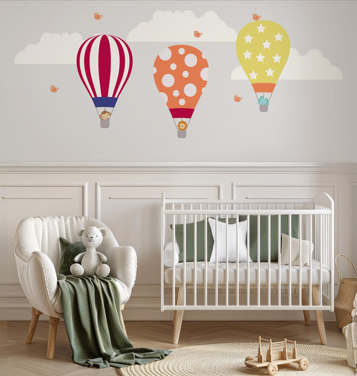 Boys Wall Decals Hot Air Balloons, Nursery Wall Stickers, Nursery Decor, Made in Canada| Pippa + June