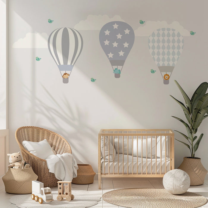 Kids Wall Decals Hot Air Balloons Animals, Kids Wall Stickers, Childrens Wall Decals, Peel and Stick Wall Decals, Removable Wall Decals, Wall Decal for Kids Room, Nursery Wall Decals, Kids Room Wall Decor, Wall Stickers for Kids, Vinyl Wall Decals | Pippa + June