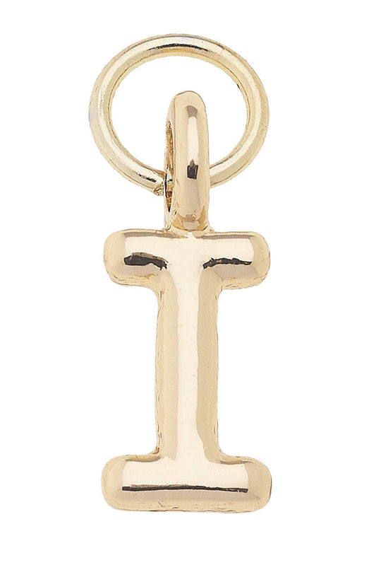 Gold I mini initial charm for jewelry gift from Magnolias Home Decor