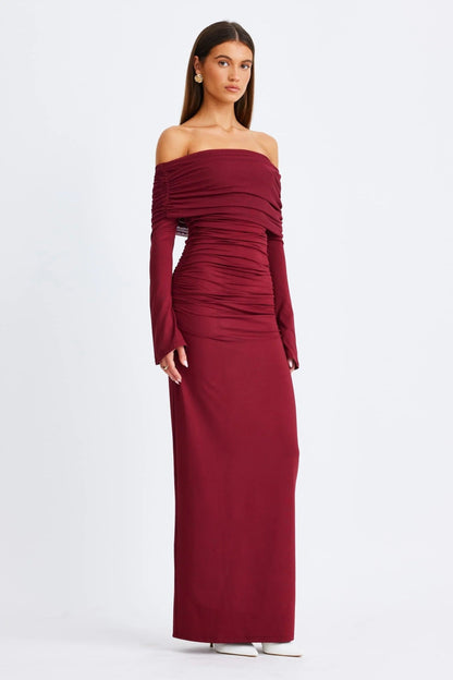 Stevie Long Sleeve Maxi Dress - Wine