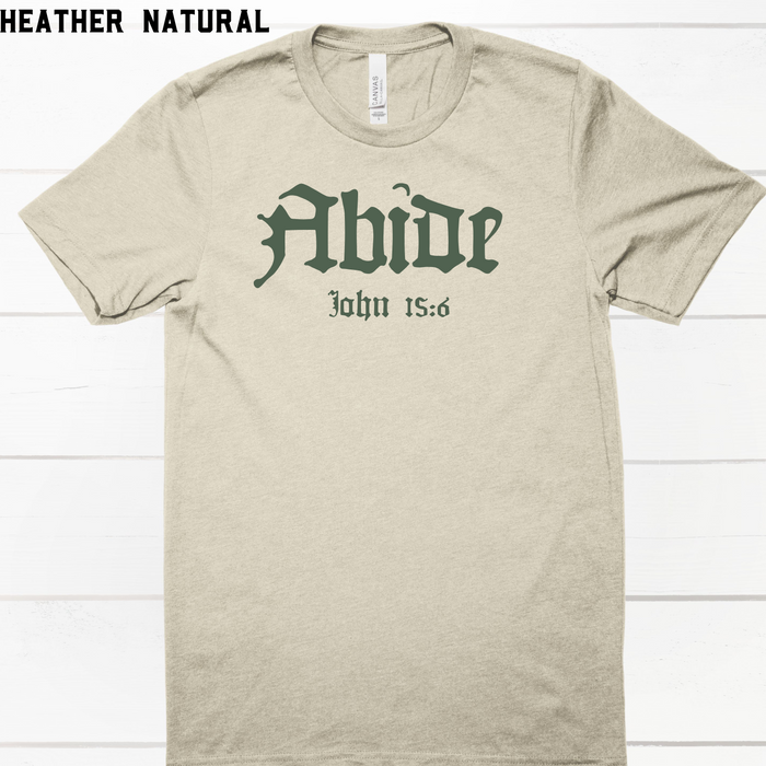 John 15:6 Abide Tee Shirt in Multiple Color Options