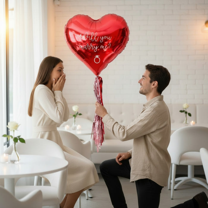 Jumbo Red Heart Proposal Balloon with Decals