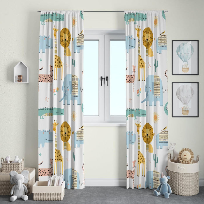 Kids Curtains Blackout Jungle Animals, Nursery Curtains Neutral | Pippa + June