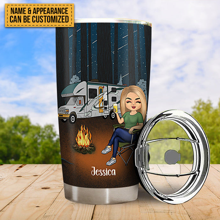 Just A Woman Who Loves Camping - Camping Tumbler - Gift For Friends Personalized Custom Tumbler