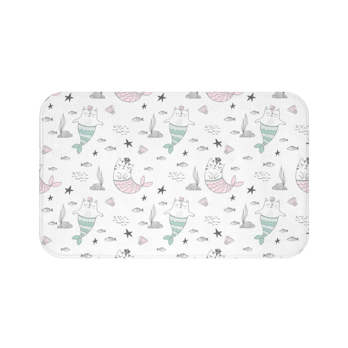 Girls Bath Mat Kitty Cat Mermaids, Girls Bathroom Decor and Accessories, Girls Shower Mat, Made in the USA | Pippa + June
