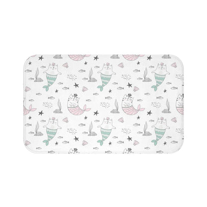 Girls Bath Mat Kitty Cat Mermaids, Girls Bathroom Decor and Accessories, Girls Shower Mat, Made in the USA | Pippa + June