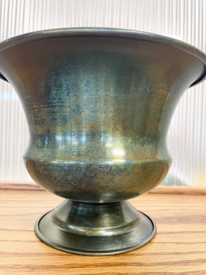Large Patina Tin Compote Pot