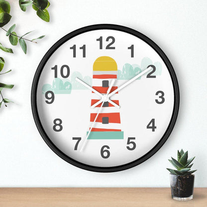Kids Wall Clock Ocean Lighthouse, Boys Wall Clock, Boys Nursery Wall Clock, Boys Baby Shower Gift, Nautical Wall Clock, Boys Wall Decor, Kids Room Decor, Made in the USA | Pippa + June