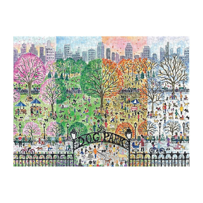 Michael Storrings Dog Park in Four Seasons 1000 Piece Puzzle - The Preppy Bunny