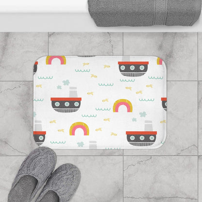 Kids Bath Mat Nautical Ocean Boats, Kids Shower Mat, Kids Bathtub Mat, Kids Bathroom Decor, Kids Bathroom Accessories, Kids Modern Decor, Made in the USA | Pippa + June