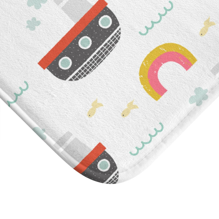 Kids Bath Mat Nautical Ocean Boats, Kids Shower Mat, Kids Bathtub Mat, Kids Bathroom Decor, Kids Bathroom Accessories, Kids Modern Decor, Made in the USA | Pippa + June