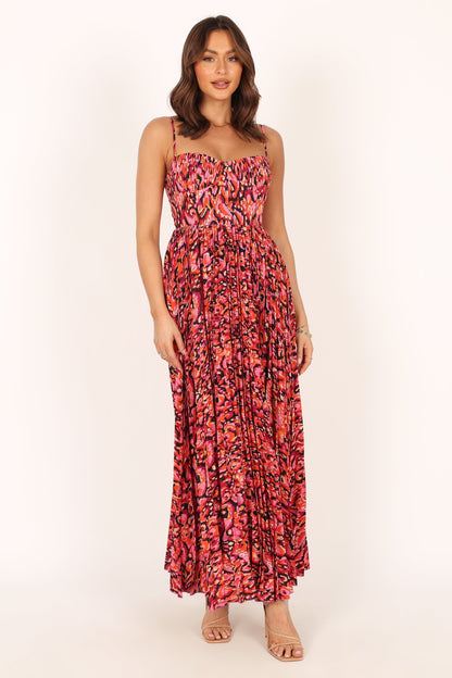 Achanti Pleated Maxi Dress - Pink Multi