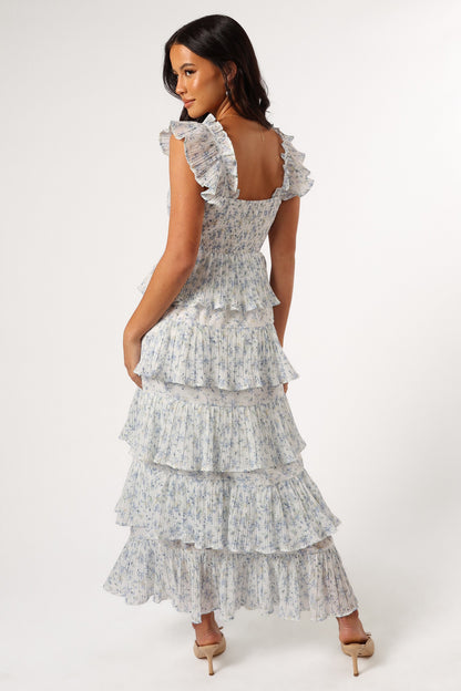 Cayson Midi Ruffle Dress - Cream Lavender