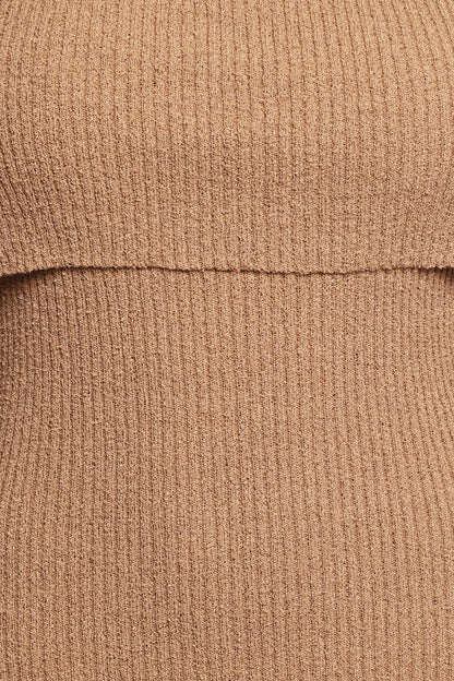 Domitia Off Shoulder Knit Dress - Brown