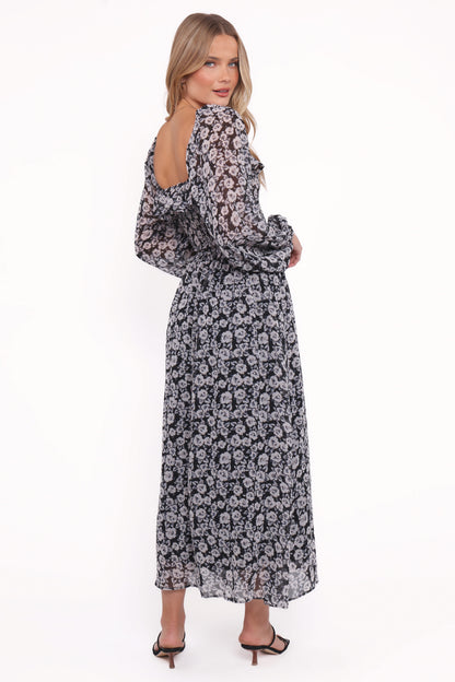 Faith Long Sleeve Maxi Dress - Black Floral