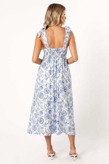Janie Midi Dress - Blue Floral