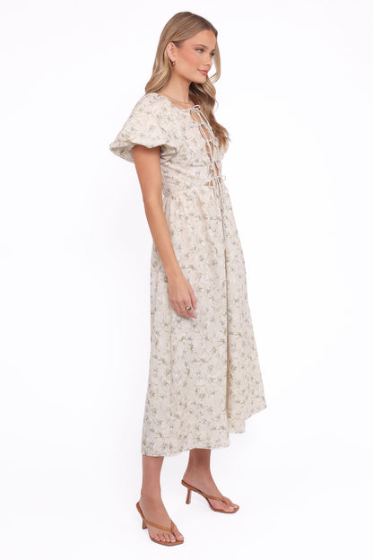 Kathleen Maxi Dress - Light Beige/Green Floral