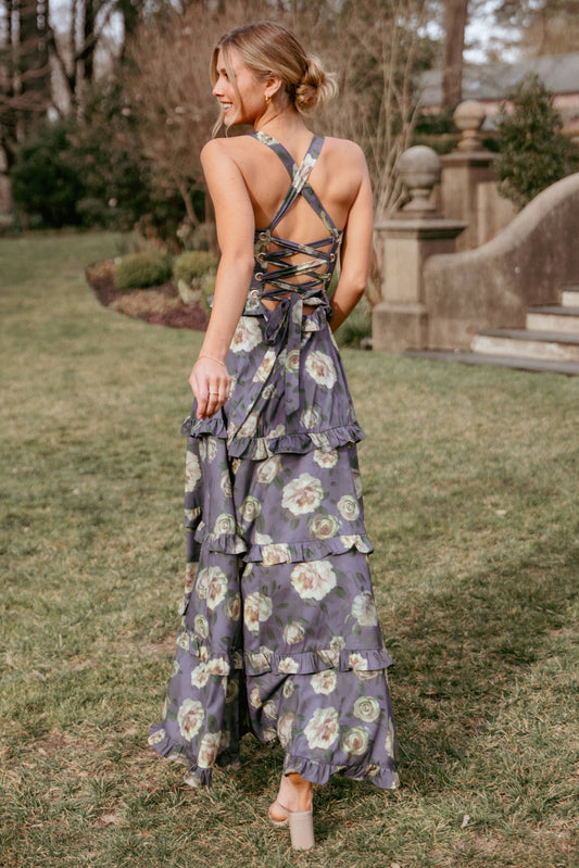 Lillee Tiered Maxi Dress - Lavender Floral