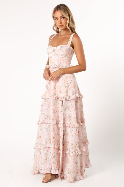 Lillee Tiered Maxi Dress - Pink Floral