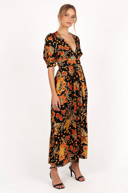 Nadalyn Midi Dress - Black/Multi