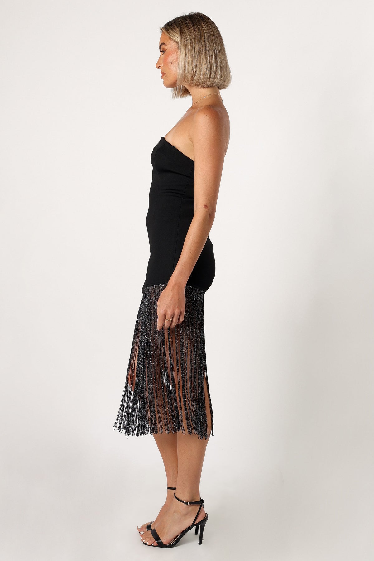 Padam Strapless Midi Dress - Black