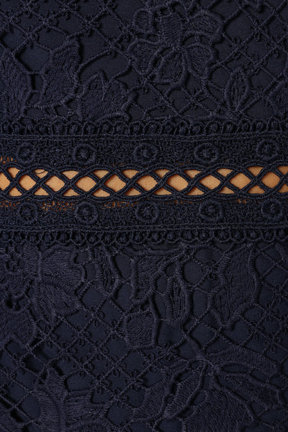 Pia Long Sleeve Midi Dress - Navy