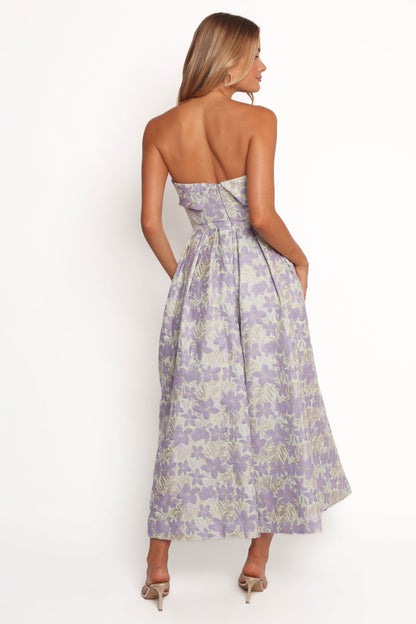 Rhea Strapless Midi Dress - Sage Floral