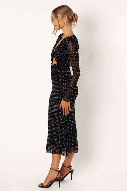 Salvatore Long Sleeve Midi Dress - Black