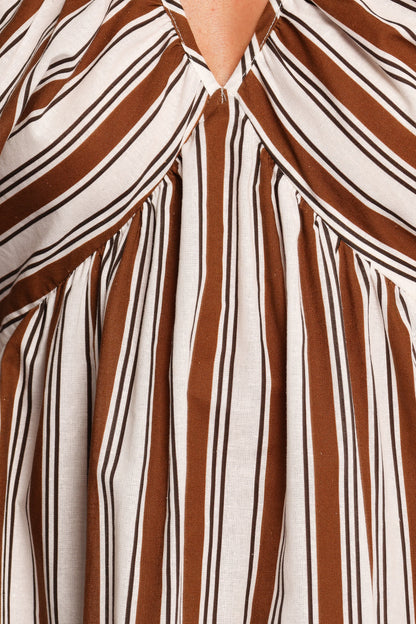 Sullivan Puff Sleeve Maxi Dress - Chocolate Stripe