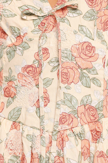 Velda Midi Dress - Pink Floral